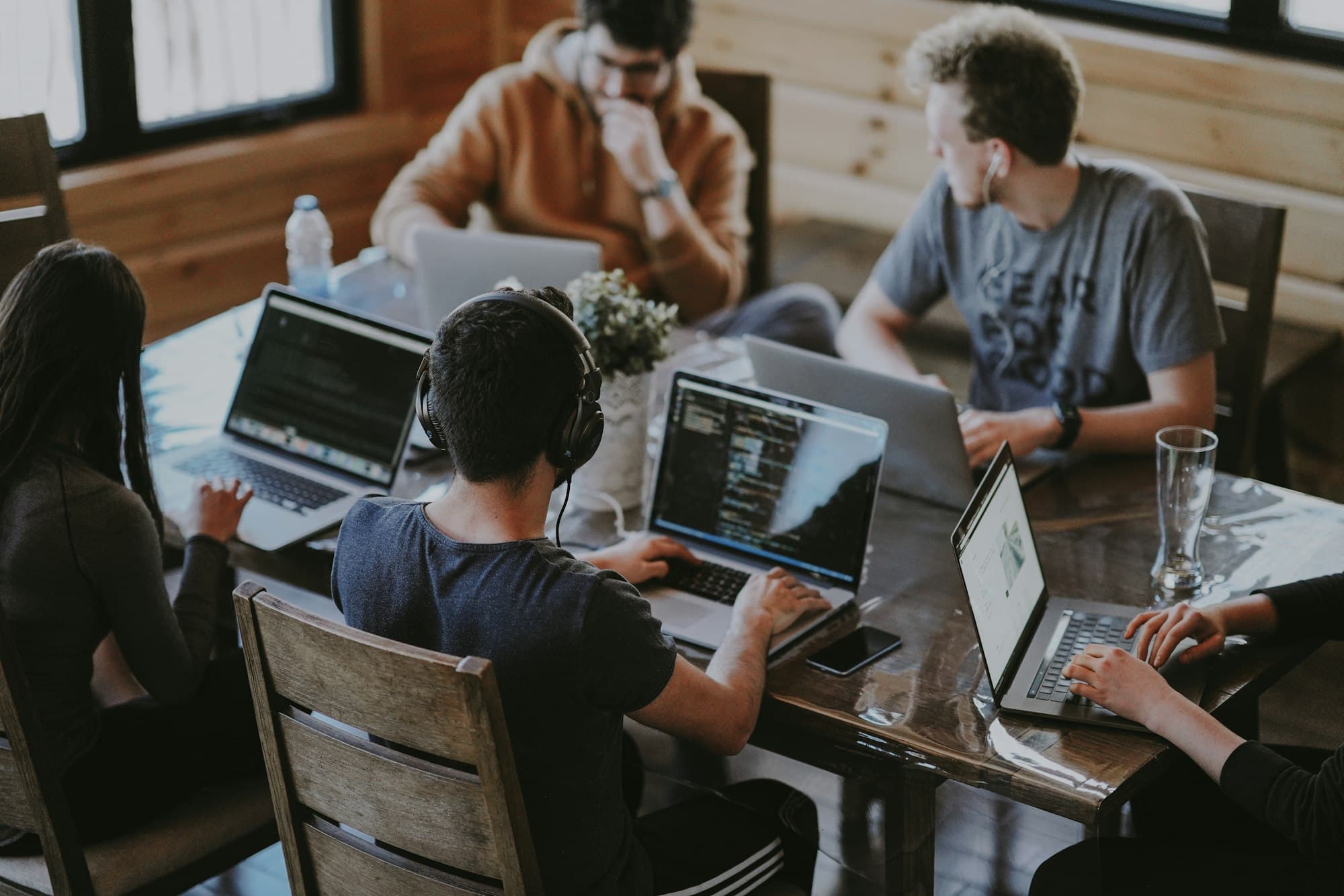 Team collaborating in a professional workplace
