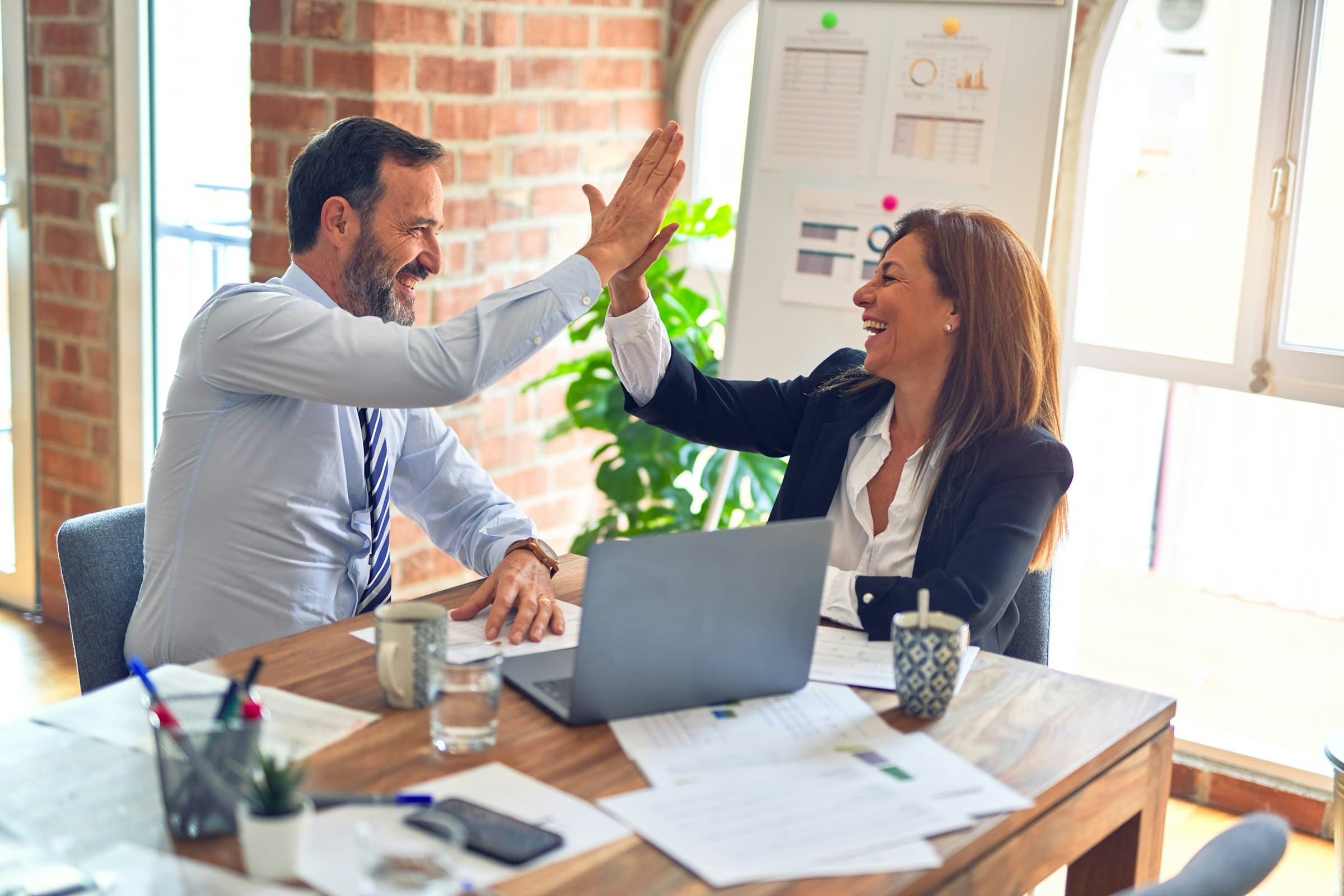 Professional customer support team collaborating